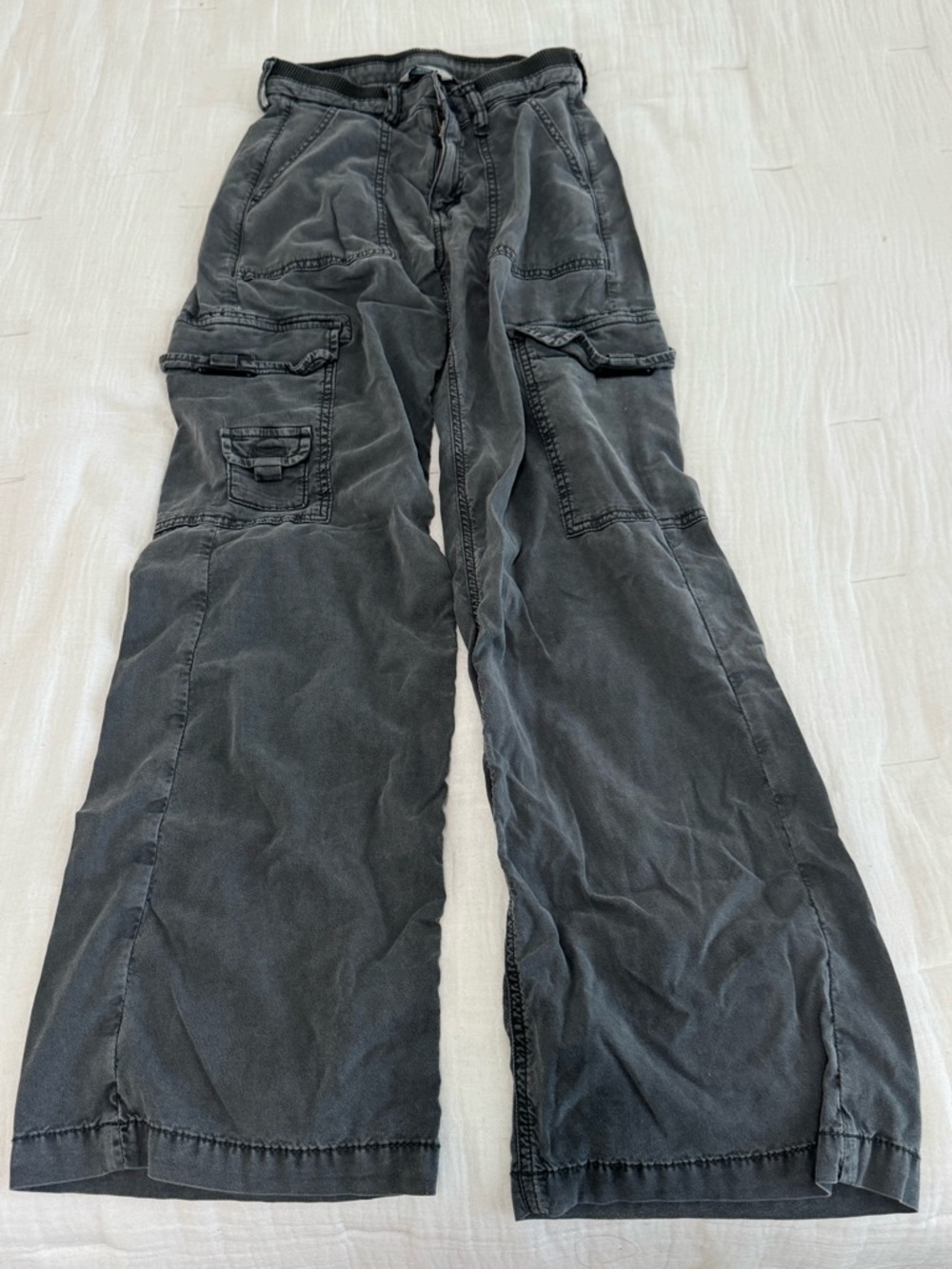 Aerie Black Washed Cargo Jumpsuit Pants